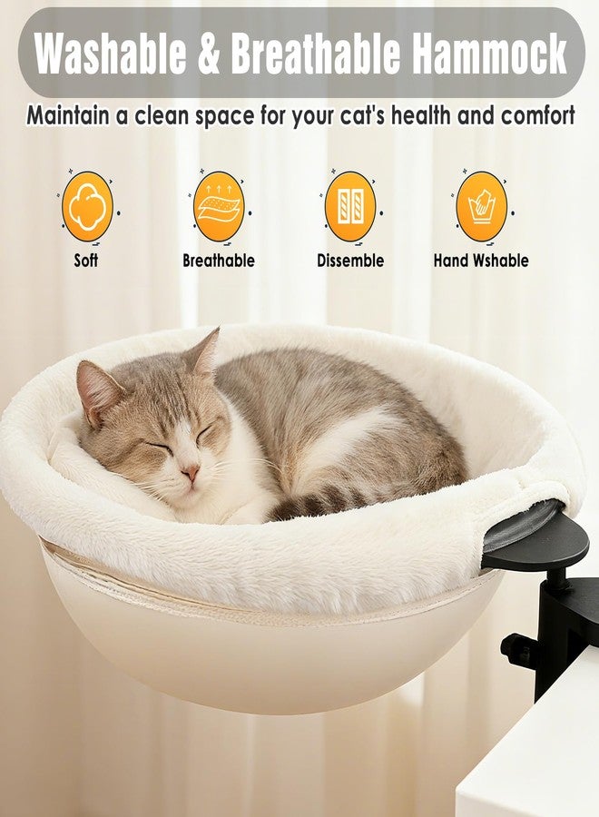 IPOW Heavy Duty Steel Frame 180° Rotating Cat Desk Bed Semi-Circular Cat Bed, Soft Faux Rabbit Fur Material, Suitable for Various Desktops-Maximum Hold Up to 40lb - Image 3